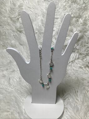 Icing Silver Tone Seashell Turquoise Bead Charm Chain Anklet Boho Coastal A5-33